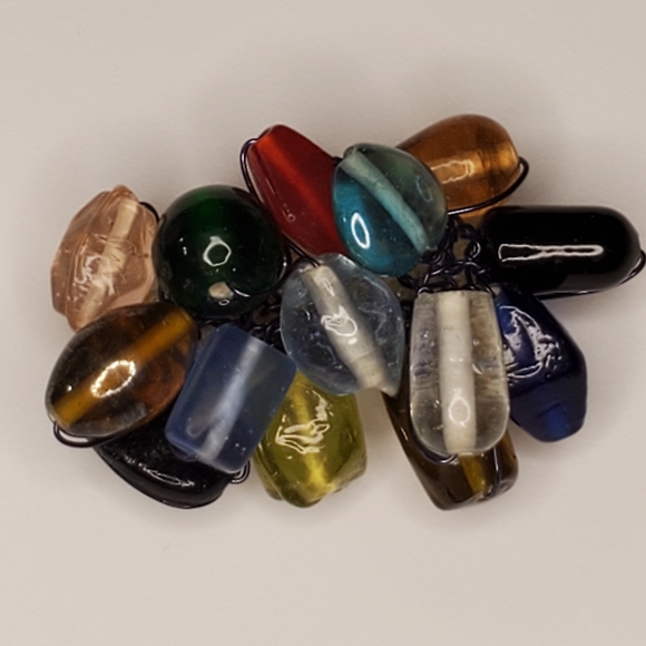 Brooch Venetian Italian lampwork murano beads glass artisan handmade Vintage OLD - Picture 2 of 12